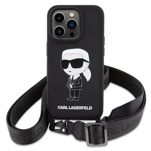 Kup Etui Karl Lagerfeld KLHCP15XSCBSKNK Apple iPhone 15 Pro Max hardcase Crossbody Silicone Ikonik černý/black - KLD1741 - {ean13} - Sklep Home Screen