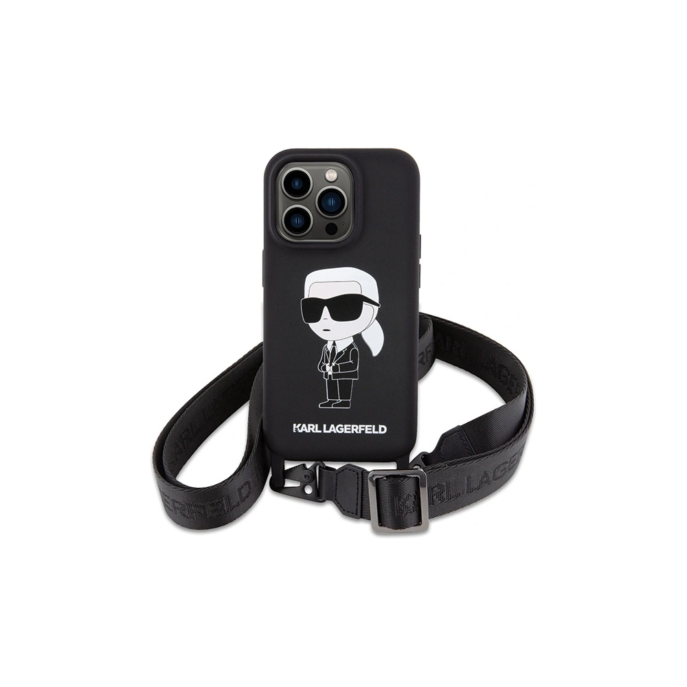 Etui Karl Lagerfeld KLHCP15XSCBSKNK Apple iPhone 15 Pro Max hardcase Crossbody Silicone Ikonik czarny/black