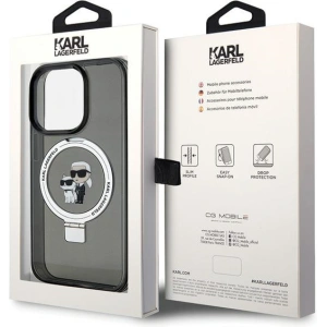 Etui Karl Lagerfeld KLHMP15LHMRSKCK Apple iPhone 15 Pro hardcase Ring Stand Karl&Choupettte MagSafe czarny/black