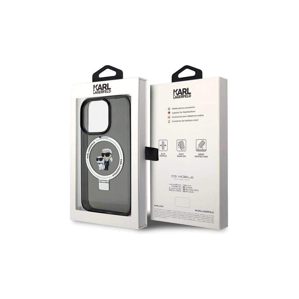 Etui Karl Lagerfeld KLHMP15LHMRSKCK Apple iPhone 15 Pro hardcase Ring Stand Karl&Choupettte MagSafe czarny/black