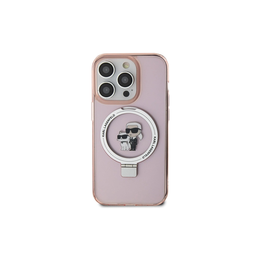 Etui Karl Lagerfeld KLHMP15LHMRSKCP Apple iPhone 15 Pro hardcase Ring Stand Karl&Choupettte MagSafe różowy/pink