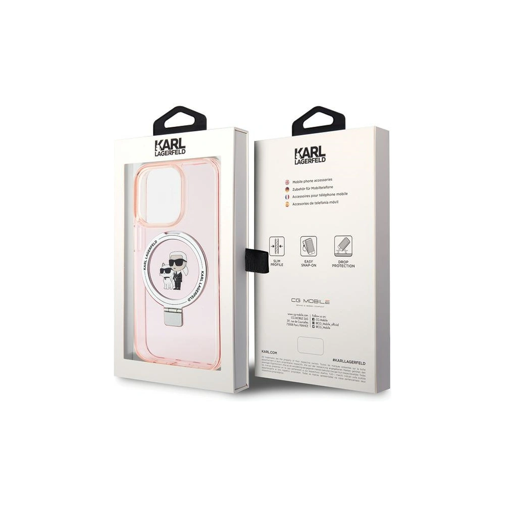 Etui Karl Lagerfeld KLHMP15LHMRSKCP Apple iPhone 15 Pro hardcase Ring Stand Karl&Choupettte MagSafe różowy/pink