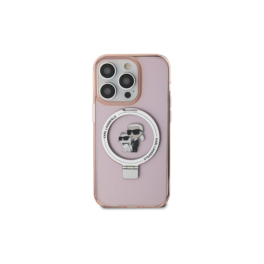 Etui Karl Lagerfeld KLHMP15XHMRSKCP Apple iPhone 15 Pro Max hardcase Ring Stand Karl&Choupettte MagSafe różowy/pink