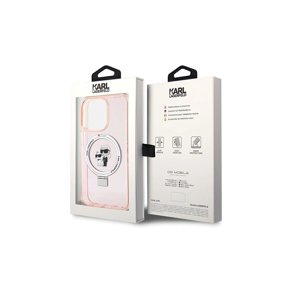 Etui Karl Lagerfeld KLHMP15XHMRSKCP Apple iPhone 15 Pro Max hardcase Ring Stand Karl&Choupettte MagSafe różowy/pink