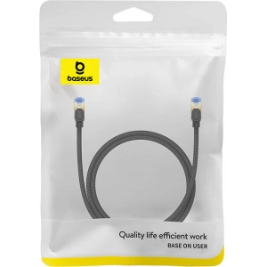 Kabel síťový Baseus v opletu kat. 7 Ethernet RJ45, 10Gbps, 1m (černý)