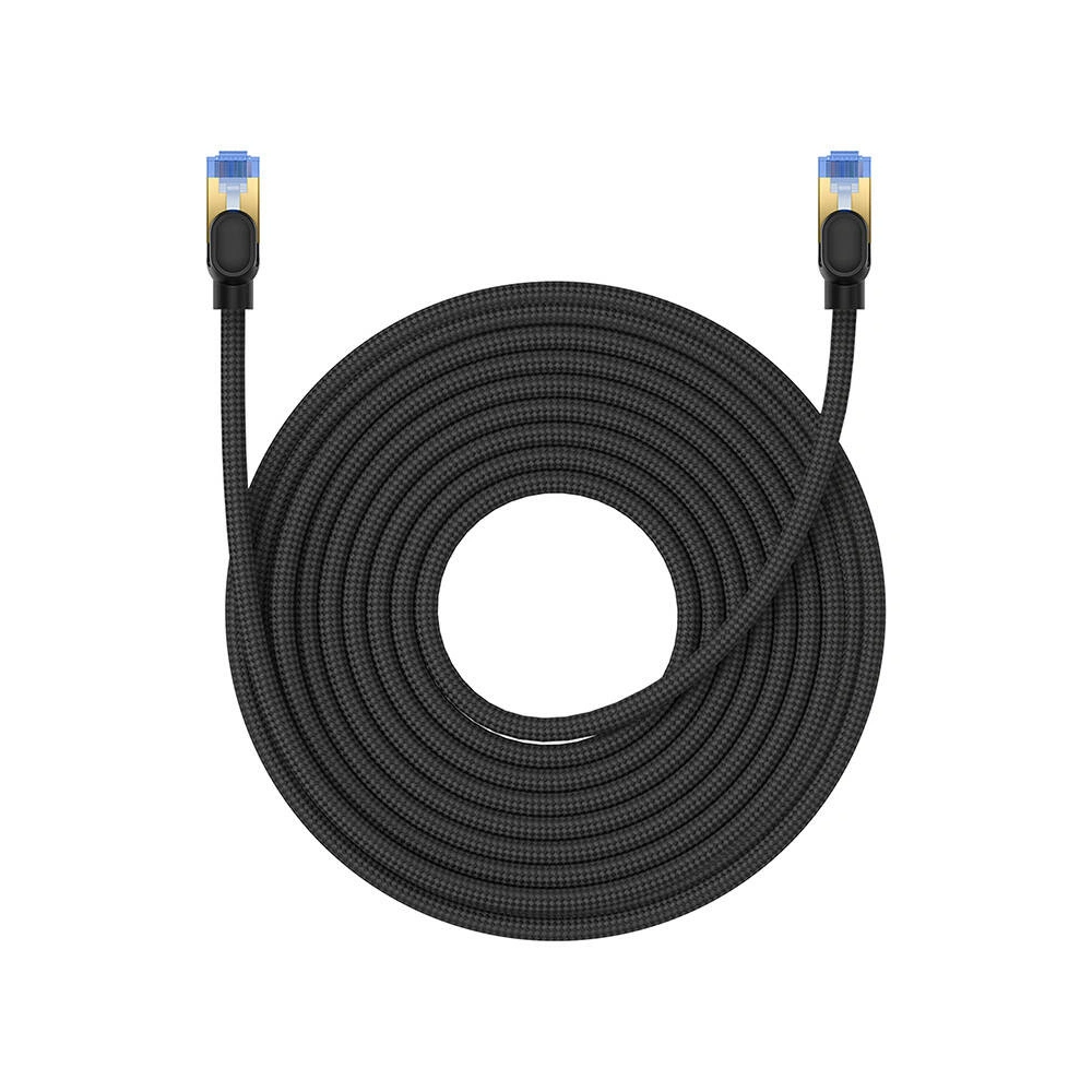 Kabel sieciowy Baseus w oplocie kat. 7 Ethernet RJ45, 10Gbps, 15m (czarny)