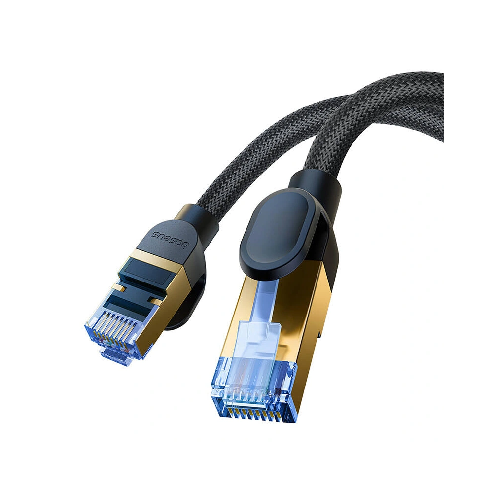 Kabel sieciowy Baseus w oplocie kat. 7 Ethernet RJ45, 10Gbps, 15m (czarny)