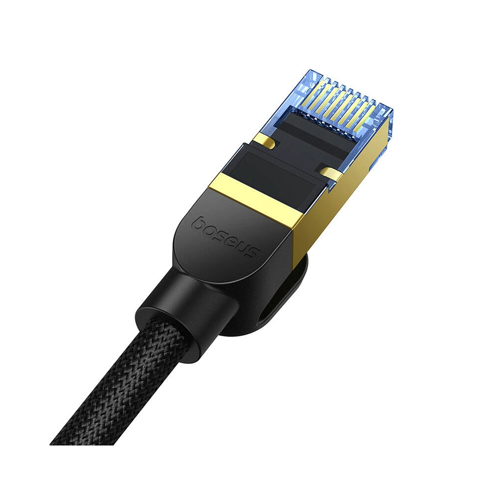 Kabel sieciowy Baseus w oplocie kat. 7 Ethernet RJ45, 10Gbps, 15m (czarny)