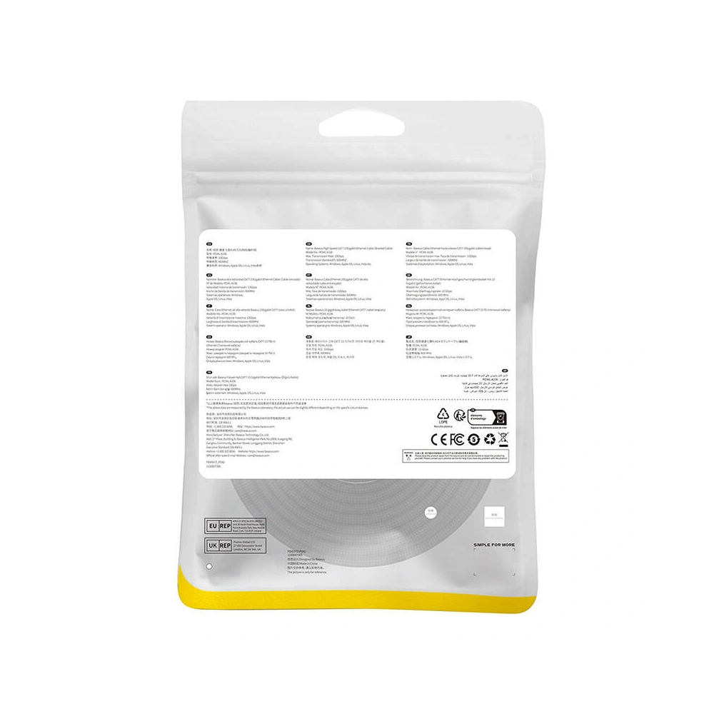 Kabel sieciowy Baseus w oplocie kat. 7 Ethernet RJ45, 10Gbps, 15m (czarny)