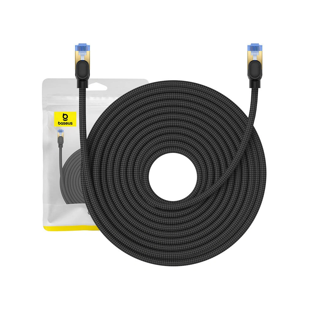 Kabel sieciowy Baseus w oplocie kat. 7 Ethernet RJ45, 10Gbps, 20m (czarny)