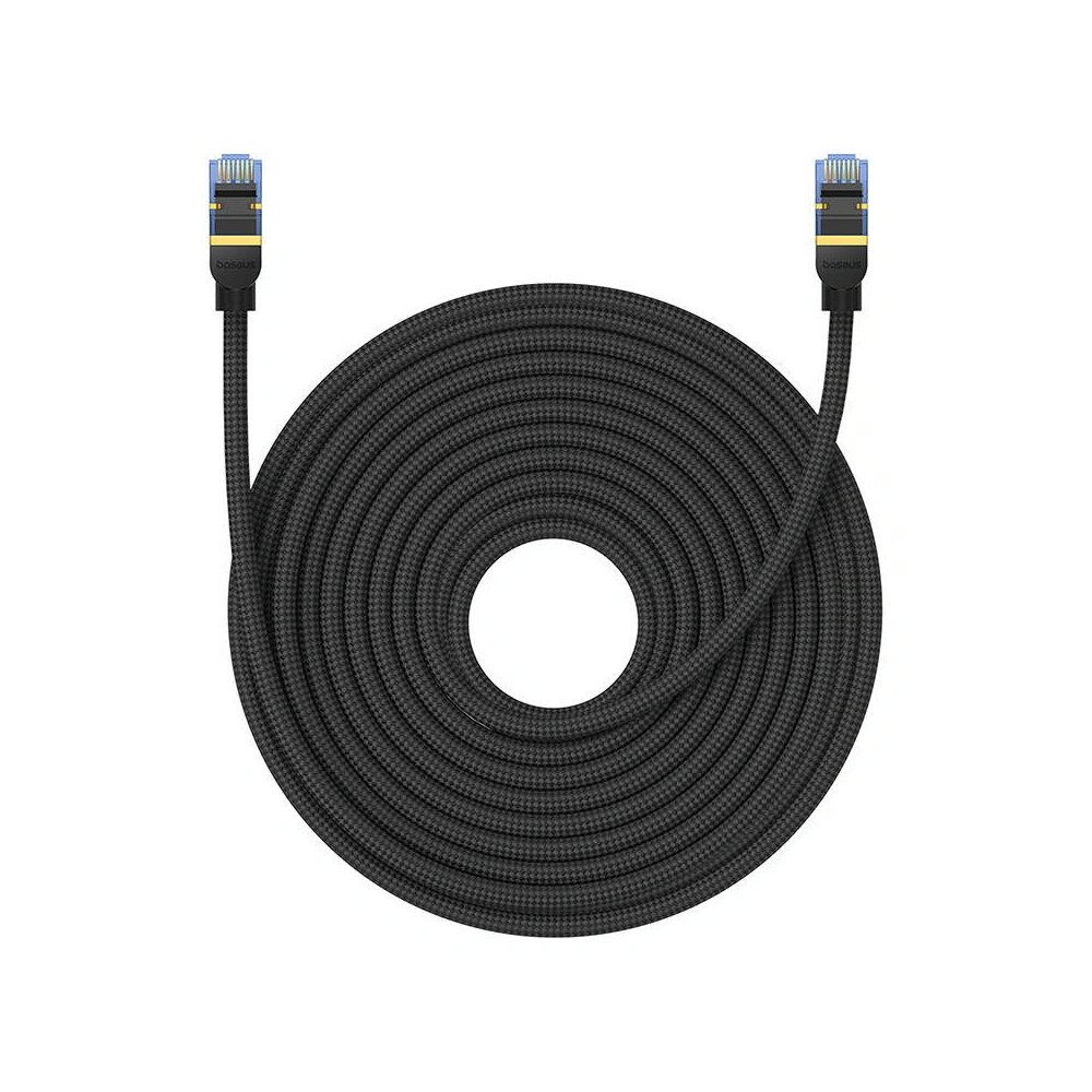 Kabel sieciowy Baseus w oplocie kat. 7 Ethernet RJ45, 10Gbps, 20m (czarny)