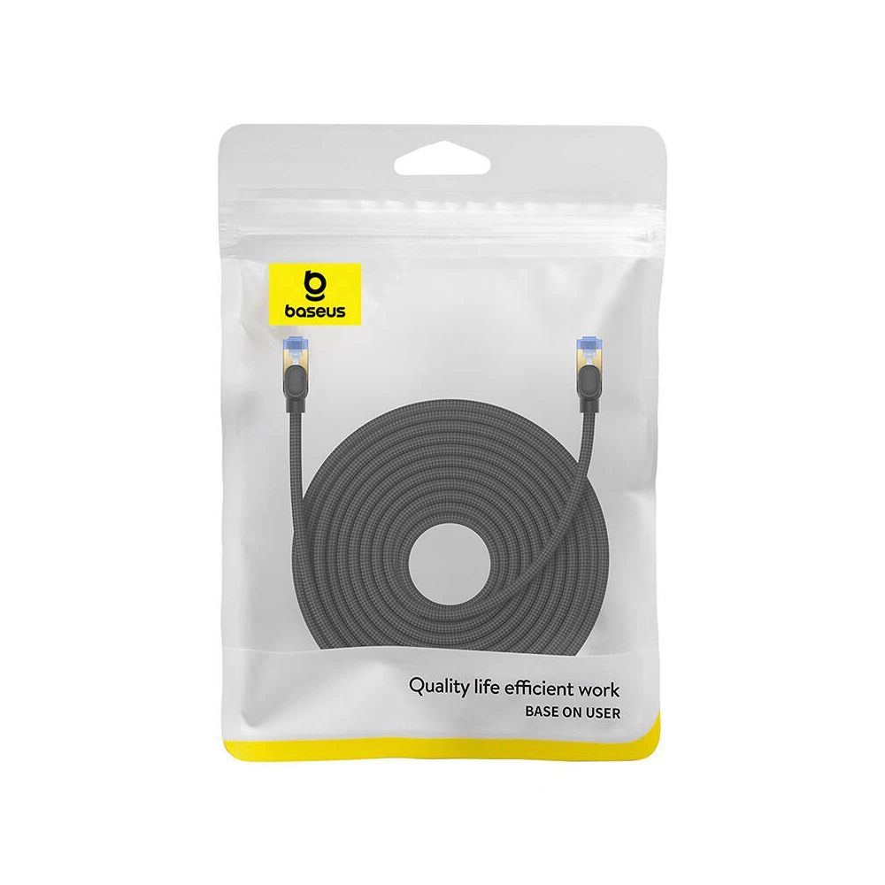 Kabel sieciowy Baseus w oplocie kat. 7 Ethernet RJ45, 10Gbps, 20m (czarny)