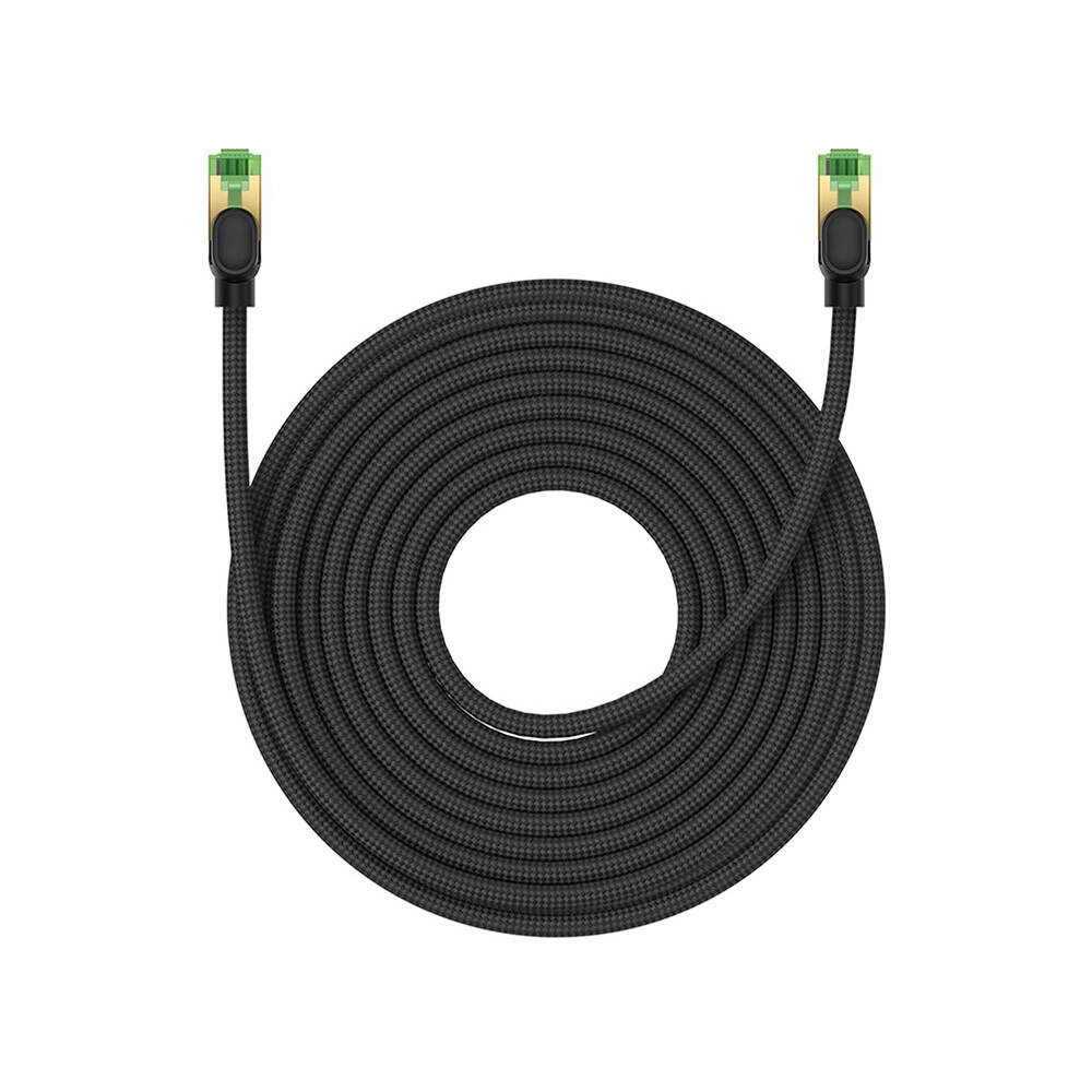 Kabel sieciowy Baseus w oplocie kat. 8 Ethernet RJ45, 40Gbps, 15m (czarny)