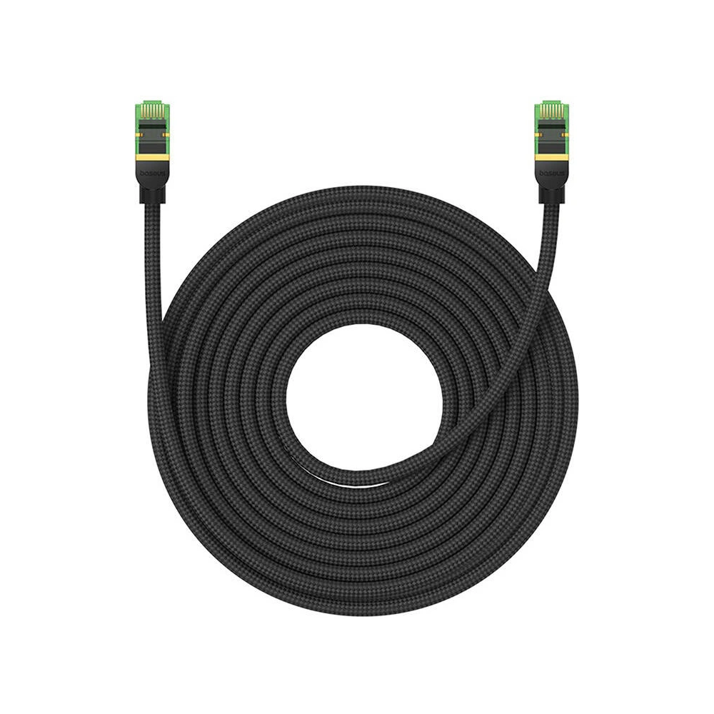 Kabel sieciowy Baseus w oplocie kat. 8 Ethernet RJ45, 40Gbps, 15m (czarny)