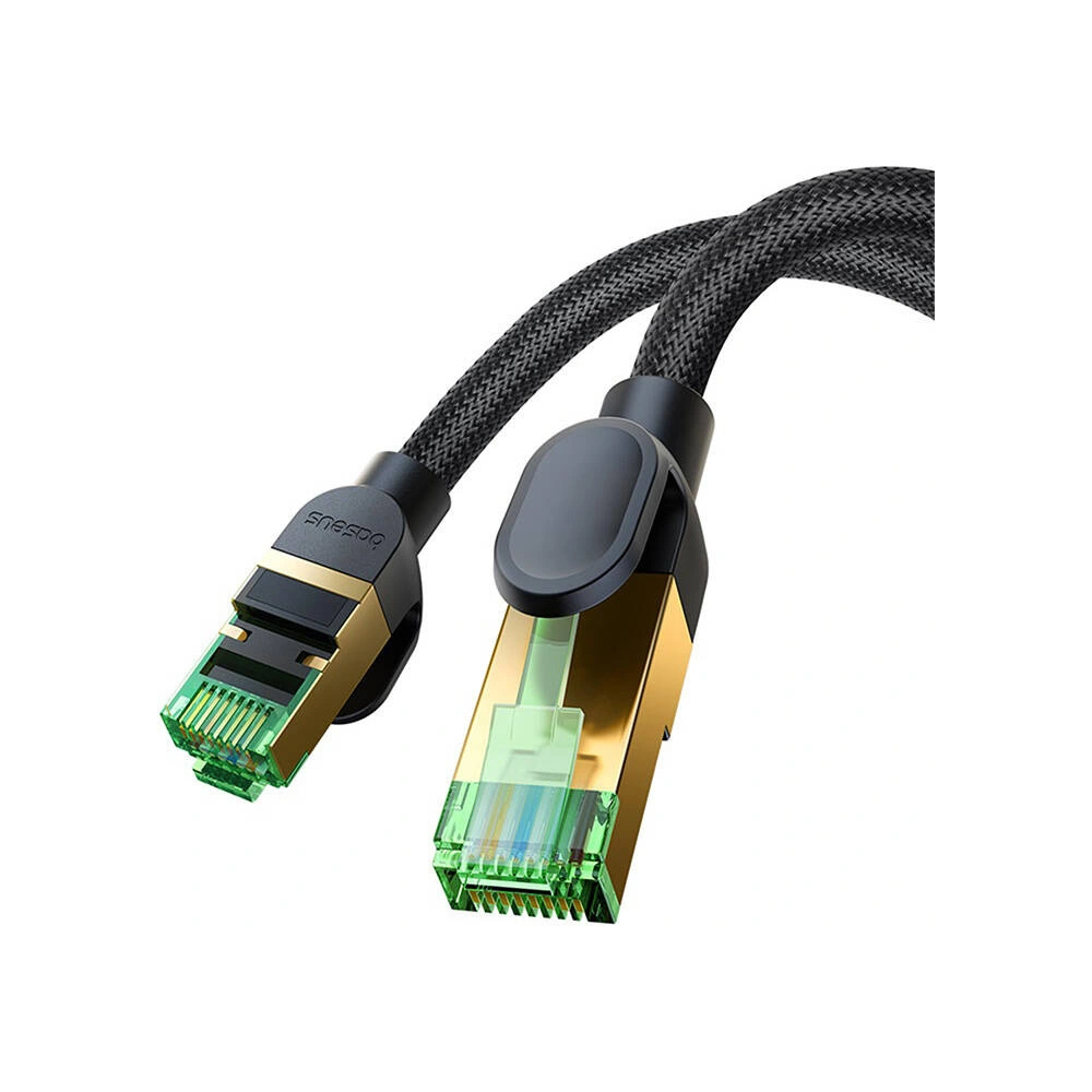 Kabel sieciowy Baseus w oplocie kat. 8 Ethernet RJ45, 40Gbps, 15m (czarny)