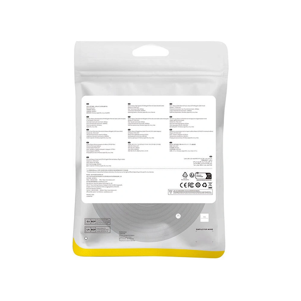Kabel sieciowy Baseus w oplocie kat. 8 Ethernet RJ45, 40Gbps, 15m (czarny)