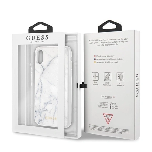 Kup Case Guess GUHCI61HYMAWH Apple iPhone XR weiß/marmoriert - GUE052WHT - {ean13} - Sklep Home Screen