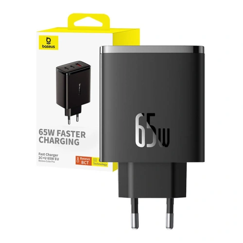 Kup Ładowarka sieciowa Baseus OS-Cube Pro GaN5 USB-A, 2xUSB-C, 65W (czarna) - BSU4709 - {ean13} - Sklep Home Screen