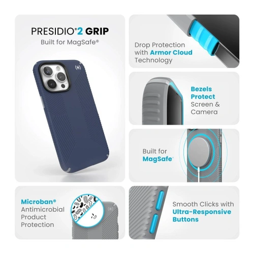 Buy Speck Presidio2 Grip MagSafe Apple iPhone 15 Pro Max (Coastal Blue / Dust Grey) - SPK577 - {ean13} - Home Screen Store Europe