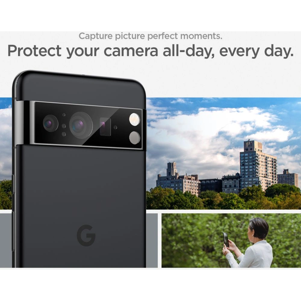 Szkło hartowane na aparat Spigen Optik.tr ez Fit Camera Protector Google Pixel 8 Pro Black [2 PACK]