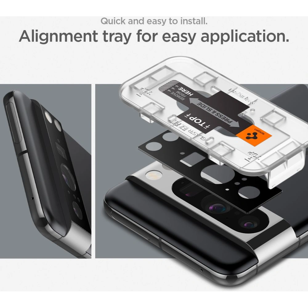 Szkło hartowane na aparat Spigen Optik.tr ez Fit Camera Protector Google Pixel 8 Pro Black [2 PACK]