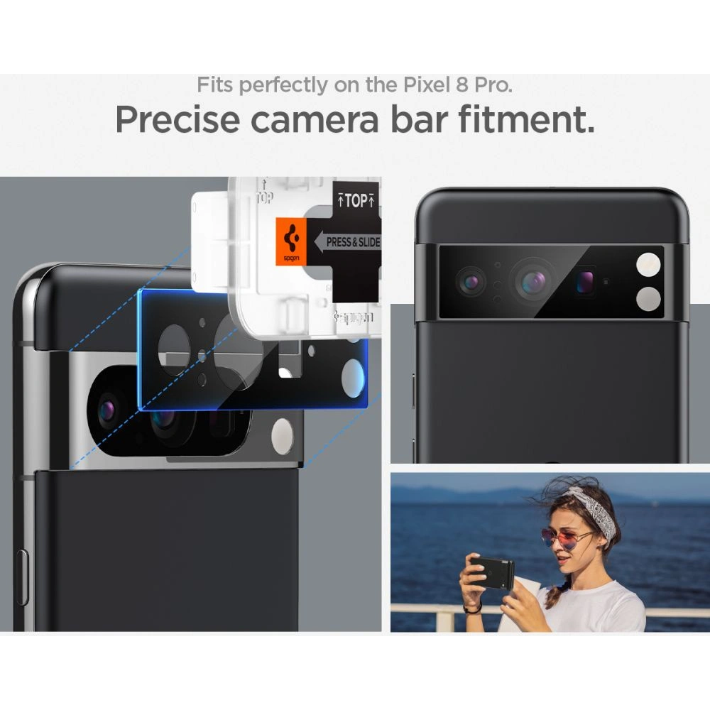 Szkło hartowane na aparat Spigen Optik.tr ez Fit Camera Protector Google Pixel 8 Pro Black [2 PACK]