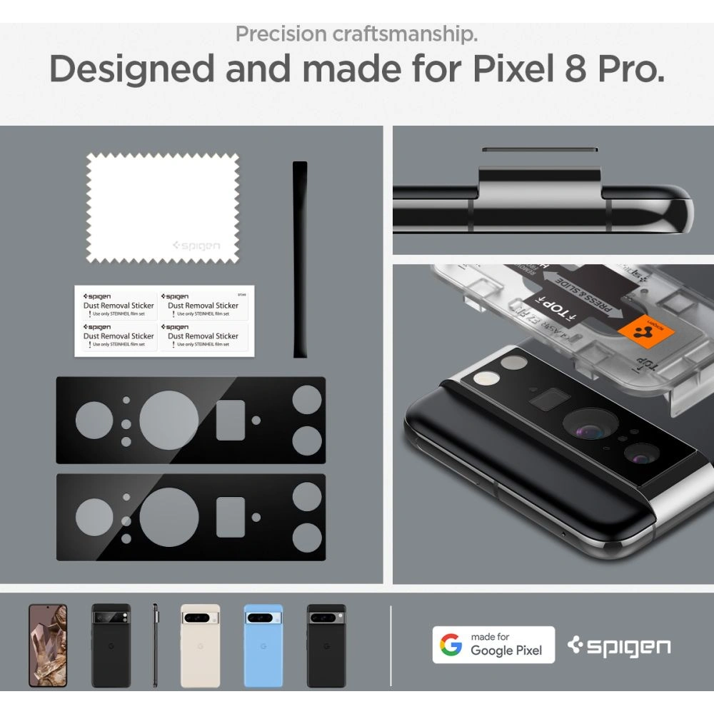 Szkło hartowane na aparat Spigen Optik.tr ez Fit Camera Protector Google Pixel 8 Pro Black [2 PACK]