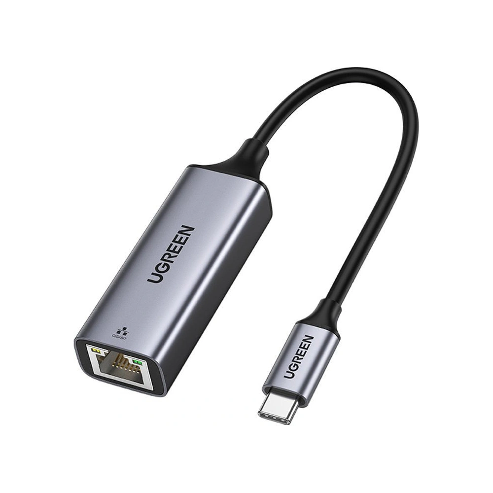 UGREEN zewnętrzna karta sieciowa USB-C / Ethernet RJ45 1Gbps szary
