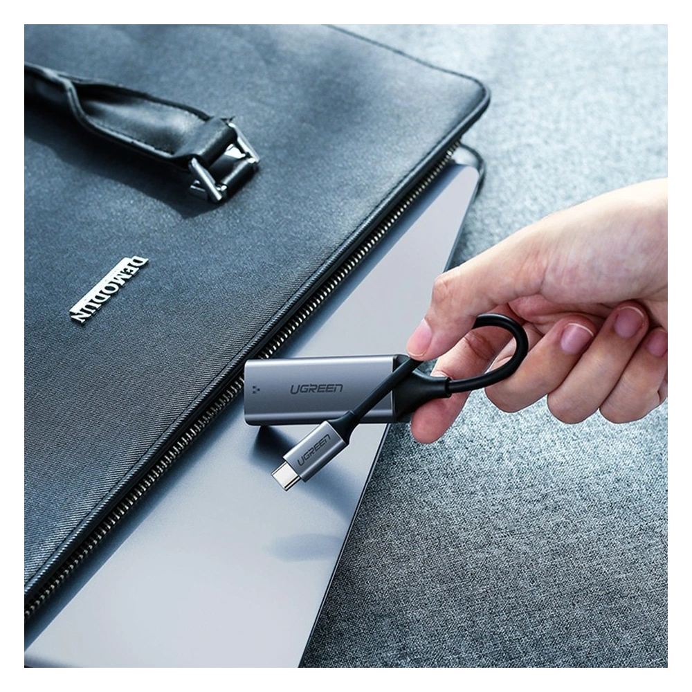 UGREEN zewnętrzna karta sieciowa USB-C / Ethernet RJ45 1Gbps szary
