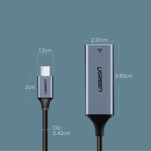 Kup UGREEN Adaptor de rețea externă USB-C / Ethernet RJ45 1Gbps gri - UGR1747 - {ean13} - Sklep Home Screen