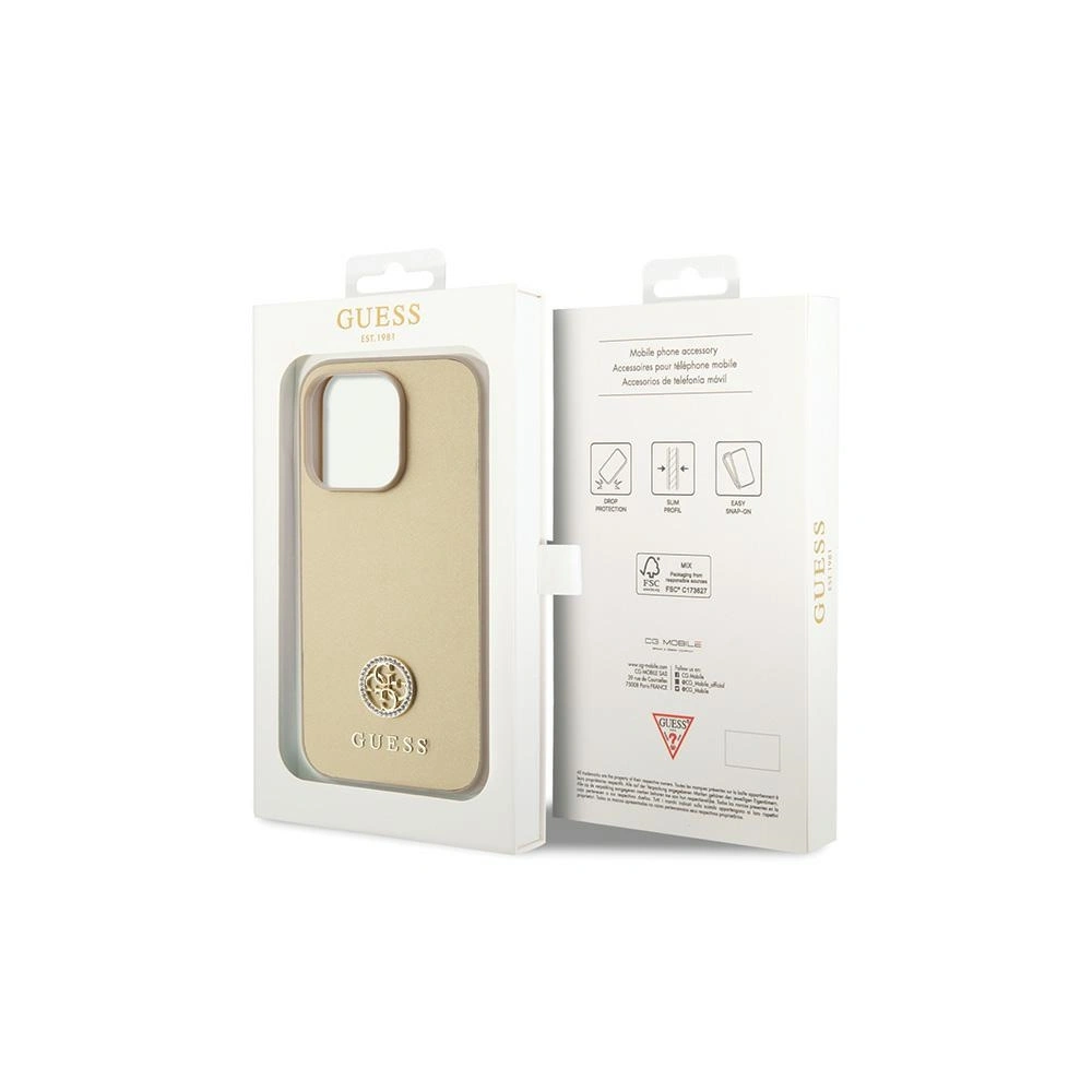 Etui Guess GUHCP15LPS4DGPD Apple iPhone 15 Pro hardcase Strass Metal Logo złoty/gold