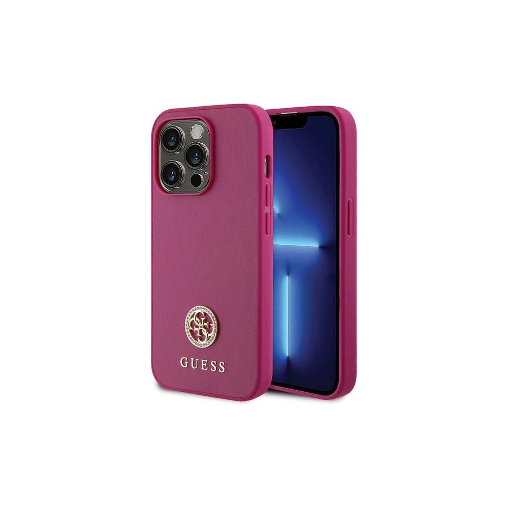 Etui Guess GUHCP15LPS4DGPP Apple iPhone 15 Pro hardcase Strass Metal Logo różowy/pink