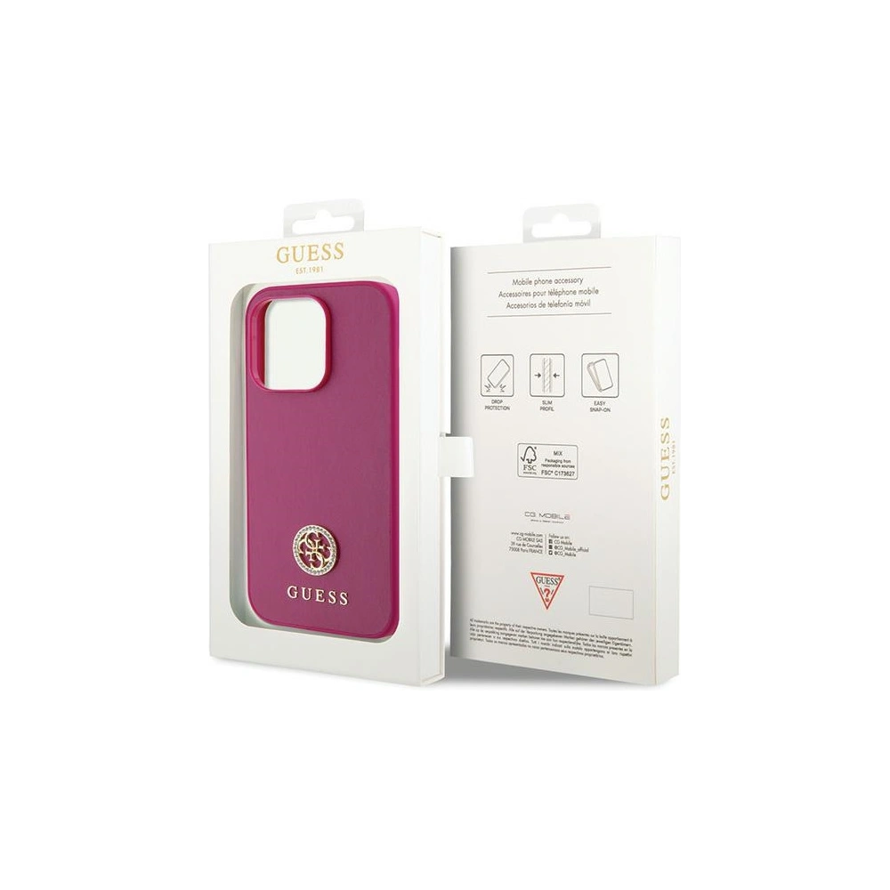 Etui Guess GUHCP15LPS4DGPP Apple iPhone 15 Pro hardcase Strass Metal Logo różowy/pink