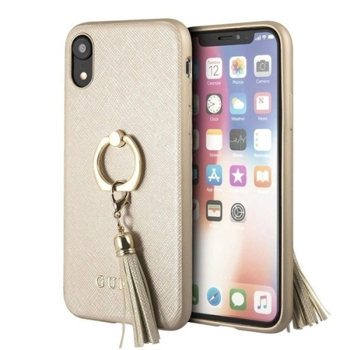 Kup Etui Guess GUHCI61RSSABE Apple iPhone XR béžové/hard case Saffiano s kroužkovým stojanem - GUE065BEI - {ean13} - Sklep Home Screen