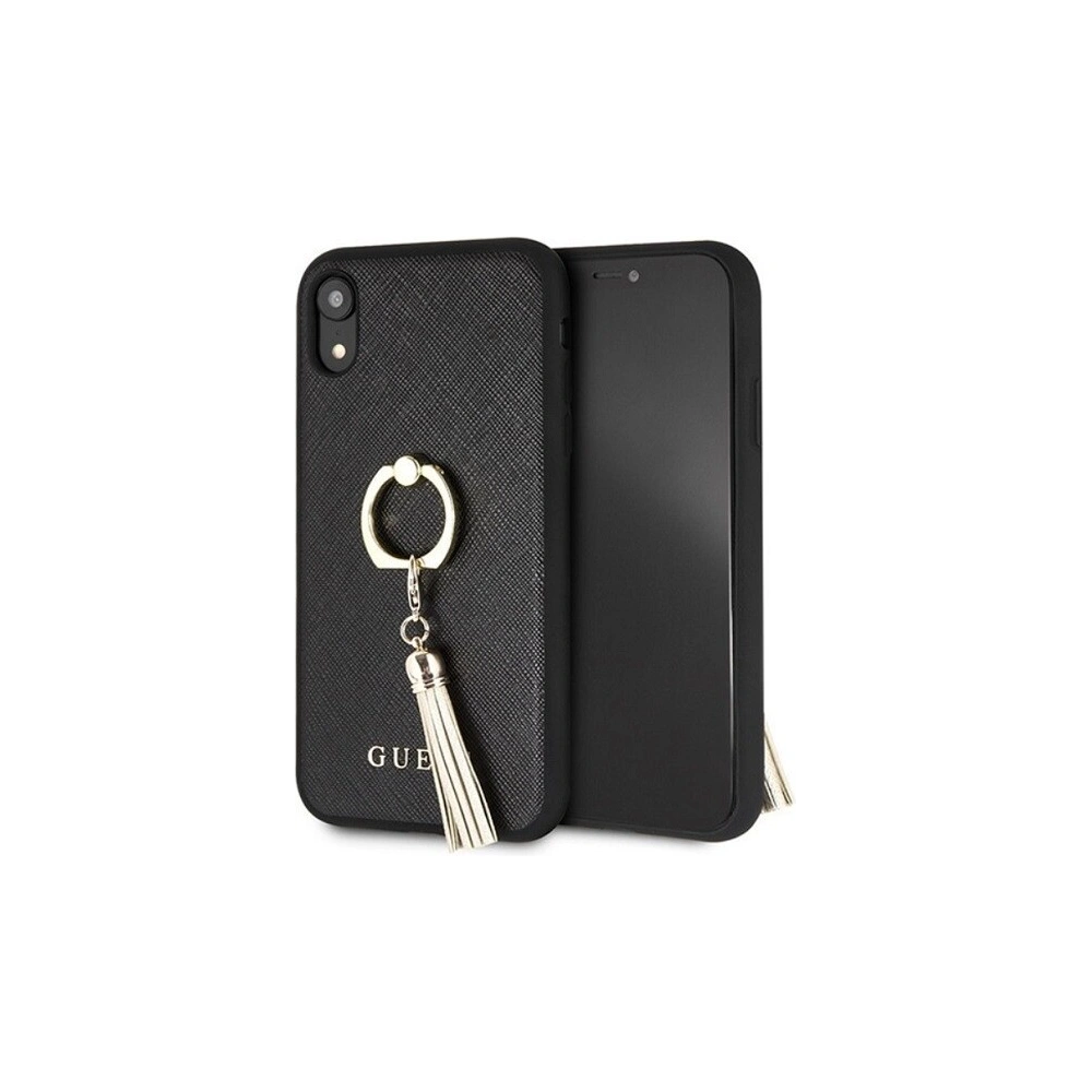 Etui Guess GUHCI61RSSABK Apple iPhone XR black/czarny hard case Saffiano with ring stand