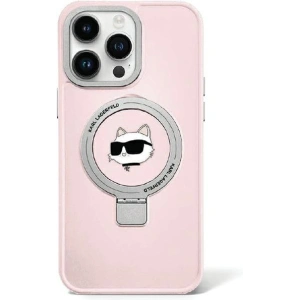 Etui Karl Lagerfeld KLHMP15LHMRSCHP Apple iPhone 15 Pro hardcase Ring Stand Choupette Head MagSafe różowy/pink