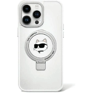 Etui Karl Lagerfeld KLHMP15SHMRSCHH Apple iPhone 15 hardcase Ring Stand Choupette Head MagSafe biały/white