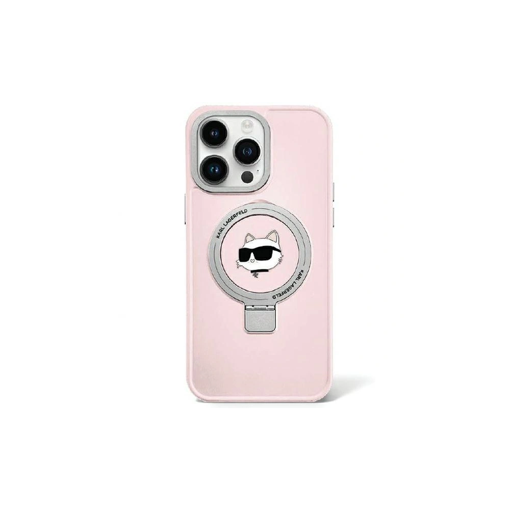 Etui Karl Lagerfeld KLHMP15SHMRSCHP Apple iPhone 15 hardcase Ring Stand Choupette Head MagSafe różowy/pink