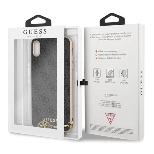 Buy Guess GUHCI65GF4GGR iPhone Xs Max gray hard case 4G Charms Collection - GUE071GRY - {ean13} - Home Screen Store Europe