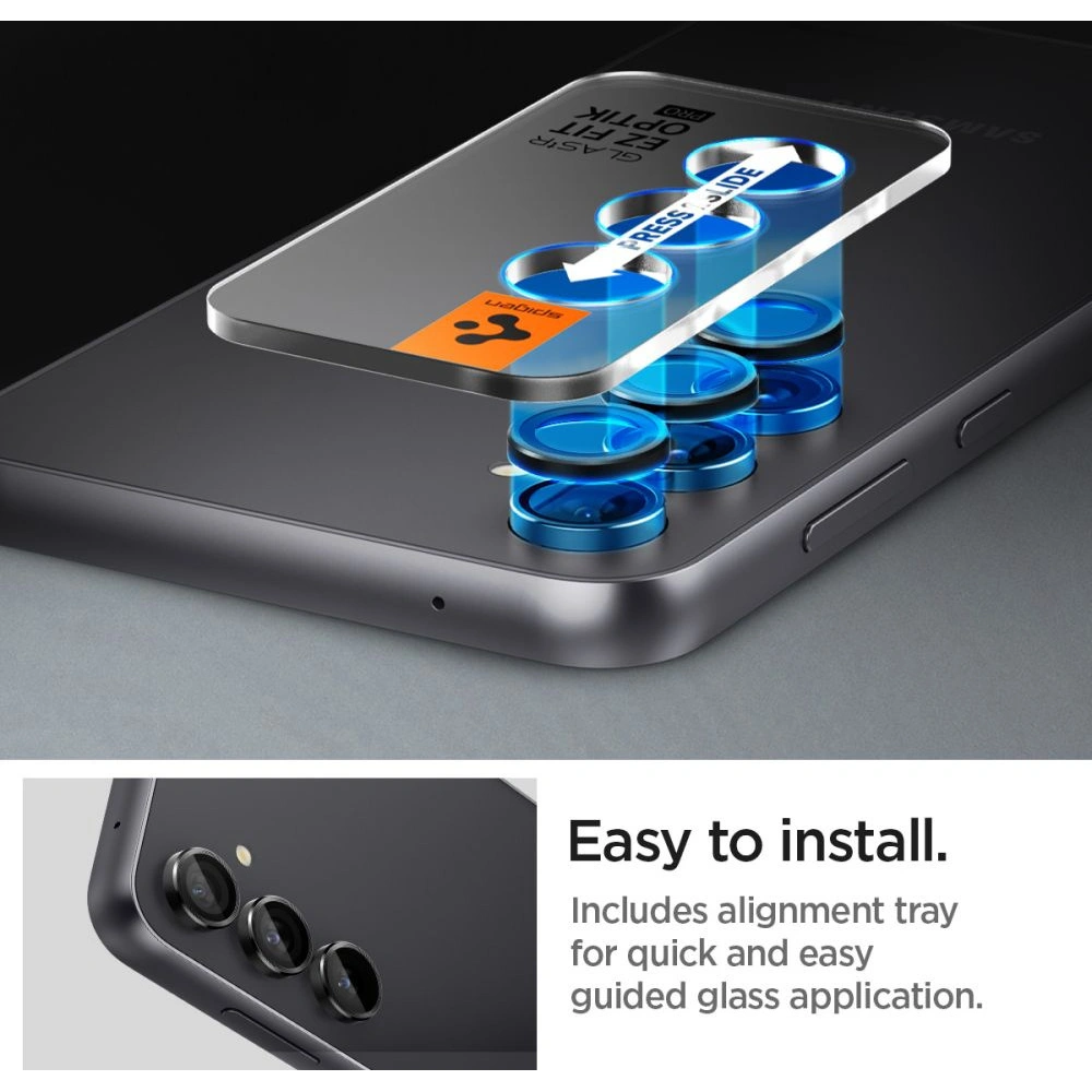 Szkło hartowane na aparat Spigen Optik.tr ez Fit Camera Protector Samsung Galaxy S23 FE Black [2 PACK]