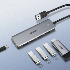 Kup UGREEN HUB USB-A Adapter / 4xUSB-A 3.2Gen1 mit zusätzlichem micro USB Stromanschluss grau - UGR1750 - {ean13} - Sklep Home Screen