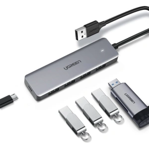 Kup UGREEN HUB USB-A Adapter / 4xUSB-A 3.2Gen1 mit zusätzlichem micro USB Stromanschluss grau - UGR1750 - {ean13} - Sklep Home Screen