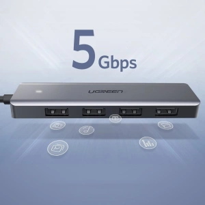 Kup UGREEN HUB USB-A Adapter / 4xUSB-A 3.2Gen1 mit zusätzlichem micro USB Stromanschluss grau - UGR1750 - {ean13} - Sklep Home Screen