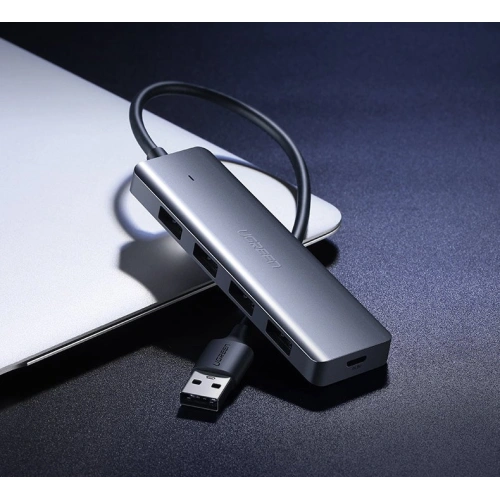 Kup UGREEN adaptor HUB USB-A / 4xUSB-A 3.2Gen1 cu port de alimentare micro USB suplimentar gri - UGR1750 - {ean13} - Sklep Home Screen