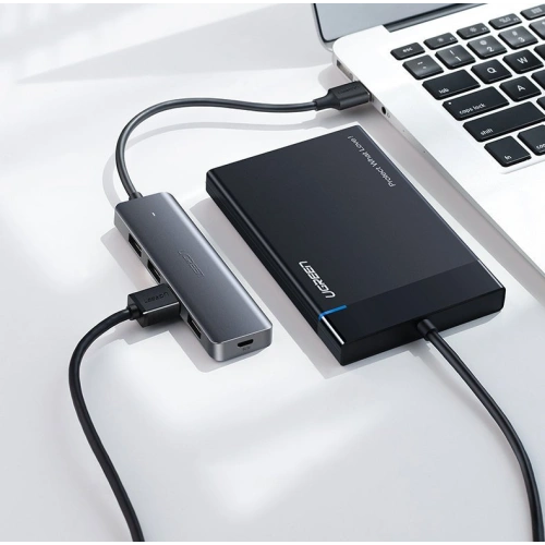 Kup UGREEN HUB USB-A adapter / 4xUSB-A 3.2Gen1 plusz micro USB tápegység port, szürke színben. - UGR1750 - {ean13} - Sklep Home Screen