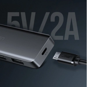 Kup UGREEN HUB USB-A Adapter / 4xUSB-A 3.2Gen1 mit zusätzlichem micro USB Stromanschluss grau - UGR1750 - {ean13} - Sklep Home Screen