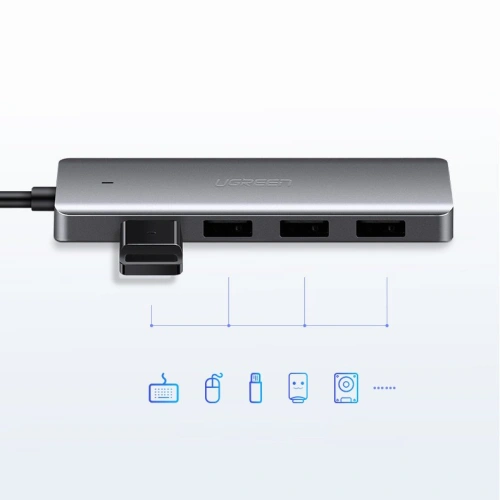 Kup UGREEN adaptor HUB USB-A / 4xUSB-A 3.2Gen1 cu port de alimentare micro USB suplimentar gri - UGR1750 - {ean13} - Sklep Home Screen