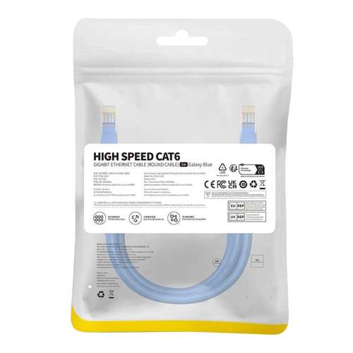 Buy Baseus Ethernet RJ45 Cat.6 1000Mbps network cable 2m (blue) - BSU4713 - {ean13} - Home Screen Store Europe