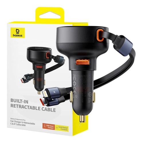 Kup Baseus Încărcător auto Enjoyment USB-A cu cablu USB-C / Lightning 60 W (negru) - BSU4718 - {ean13} - Sklep Home Screen