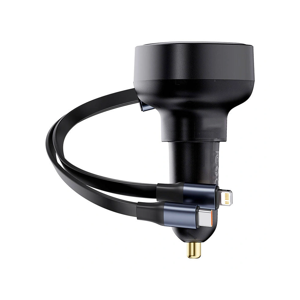 Ładowarka samochodowa Baseus Enjoyment USB-A z kablem USB-C / Lightning 60 W (czarna)